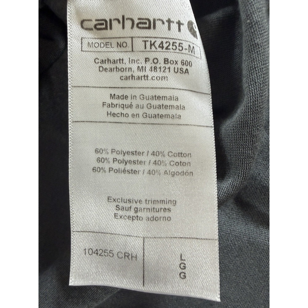 Carhartt Force Men's Large 1/4 Zip Pullover Shirt Gray Relaxed Fit Pocket Logo - Picture 6 of 9